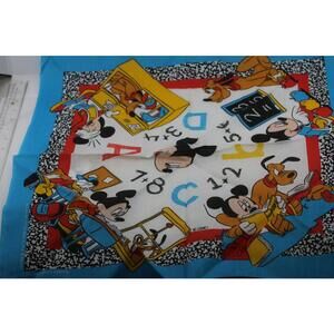 Vintage Disney Mickey Mouse & Pluto Bandana – Alphabet & Numbers – Made in USA